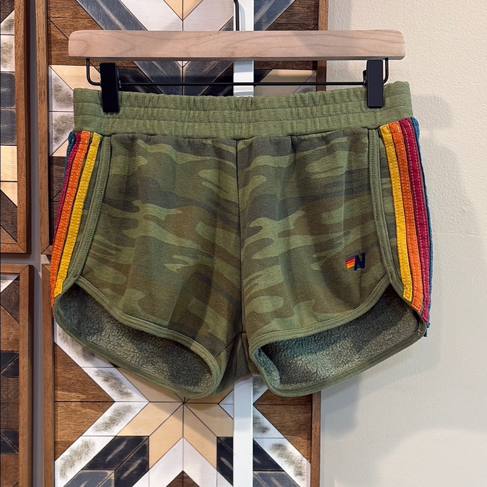 Aviator Nation Green Camo Athletic Shorts
